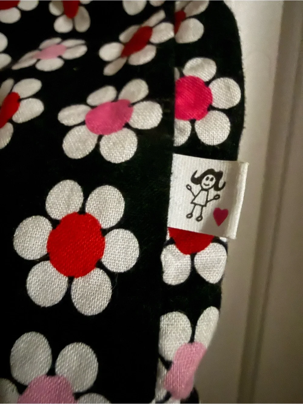 Girls Black Floral Halter Dress with Pink Bow Accent